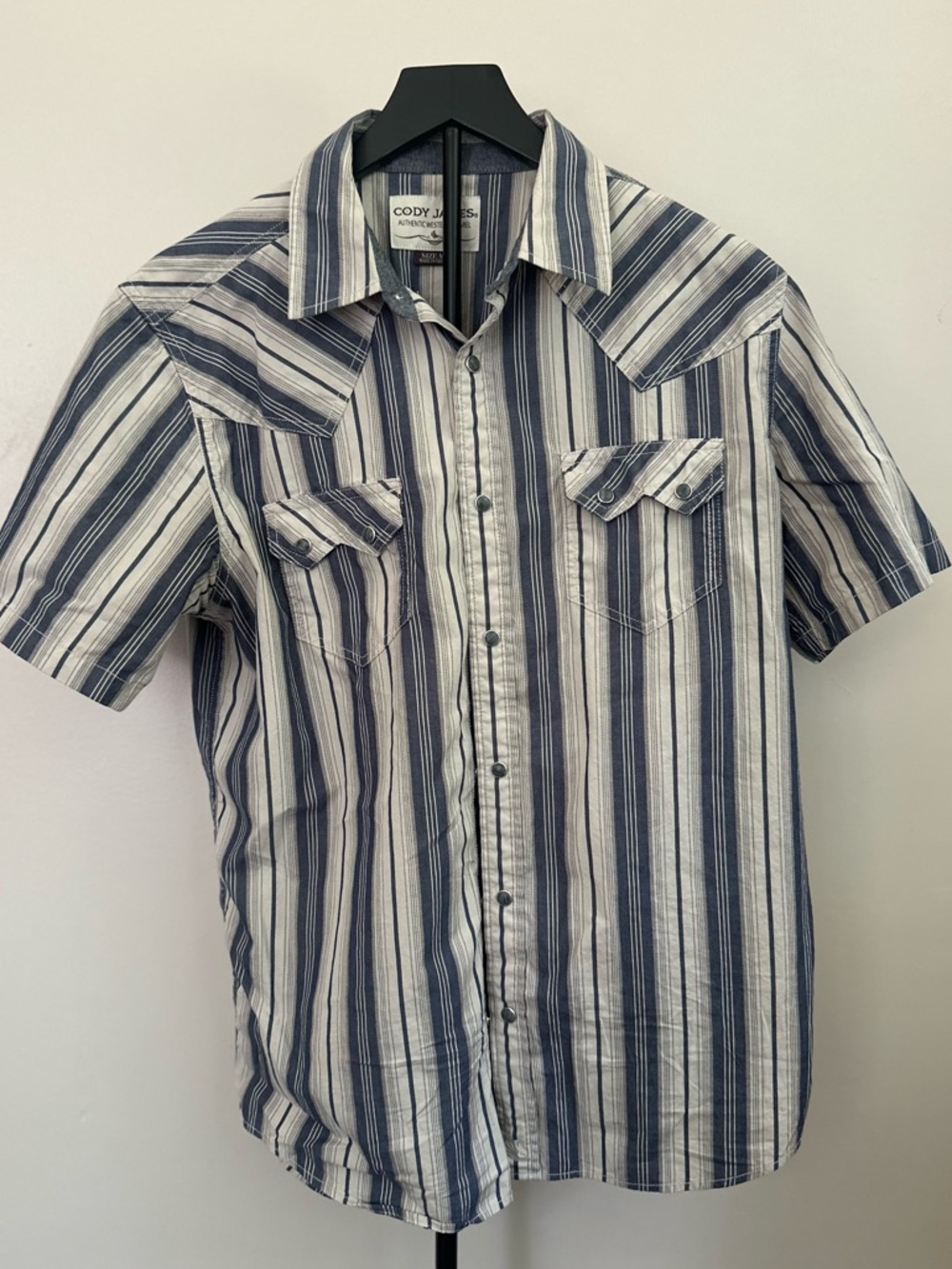 Cody James Blue & White Striped Short-Sleeve Button-Down Shirt